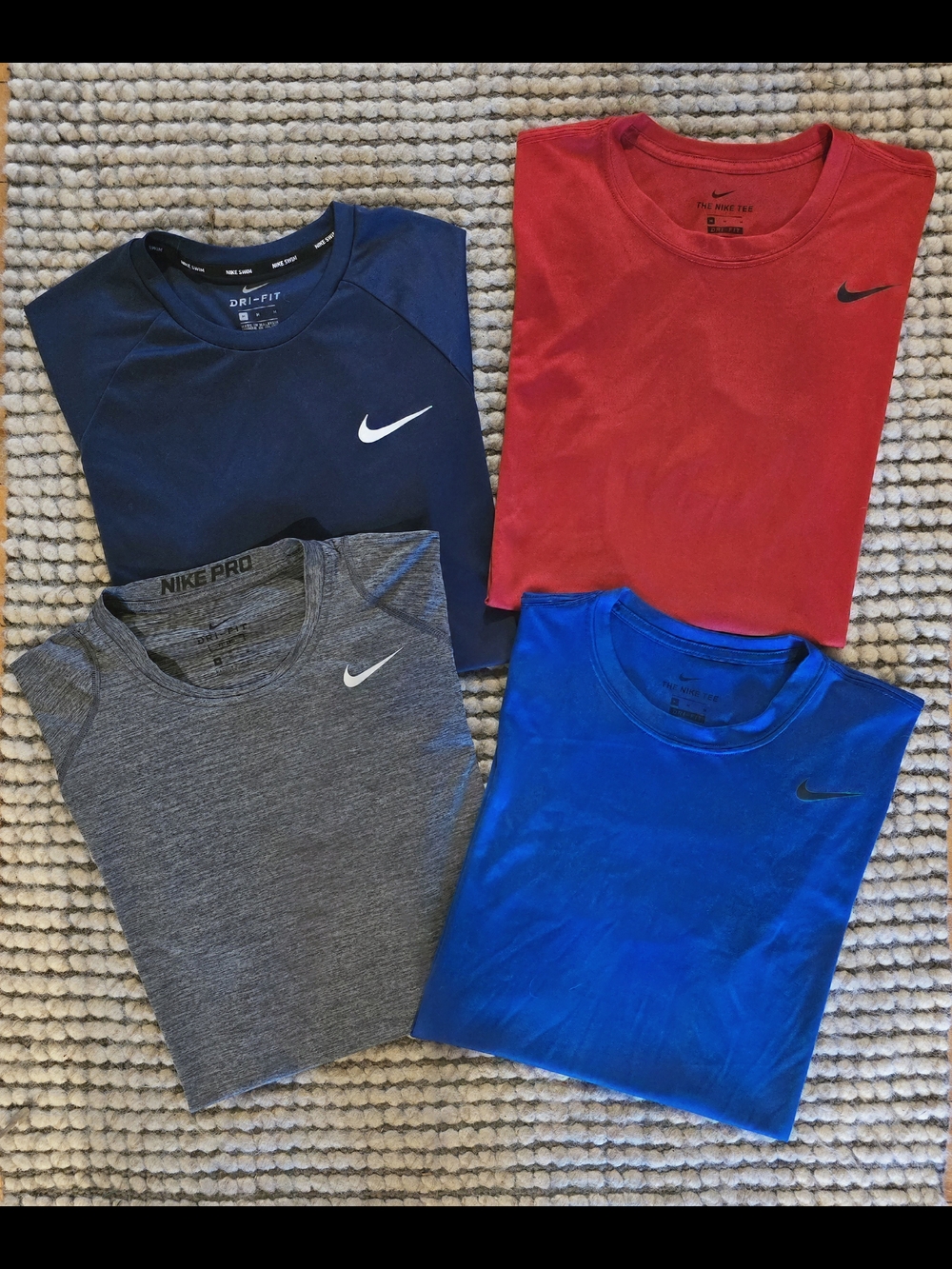 Nike Short Sleeve Athletic Tee Lot - Red, Navy, Gray, Royal Blue
